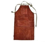 Tablier de soudeur en cuir robuste pour homme avec 6 poches, 0,4 mm, résistant à la chaleur et aux flammes, dos croisé pour Blacksmith, tablier pour soudage et armurerie, marron, 65 x 115 cm