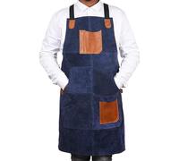 Tablier de soudeur industriel en velours double face avec poches de rangement pour outils, ajustement réglable, design contrasté en cuir synthétique, pour atelier et fabrication (B)