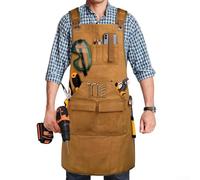 Tablier de soudure en toile épaisse avec plusieurs poches pour le travail du métal et du bois, bretelles croisées réglables dans le dos pour XS à XL, très résistant (camouflage) (toile épaisse)