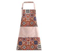 Tablier de style ethnique pour femme avec col de costume, tabliers imperméables sans manches avec poche à imprimé tribal, tabliers de cuisine anti-taches pour la cuisine ou les travaux ménagers