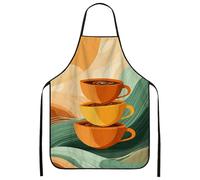 Tablier de tasses à café pour la cuisine, chaud rétro empilable de tasses tablier de cuisine pour adulte, tablier moderne artistique lavable pour Clea, Chaud, 24x31 Inch