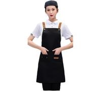 Tablier de travail à sangle réglable pour employé de restaurant, tissu anti-taches, poches de rangement ergonomiques, Noir , taille unique