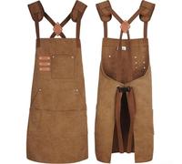 Tablier de travail en toile épaisse avec bretelles croisées réglables dans le dos pour homme et femme, convient pour la menuiserie et le jardinage (chameau)
