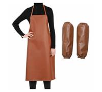 Tablier de travail épais en cuir PU résistant à l'huile, ignifuge, résistant aux acides, idéal pour la transformation des aliments et le soudage, 95/120 cm, marron, L