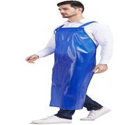 Tablier de travail imperméable et résistant réglable en caoutchouc bleu