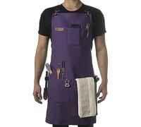 Tablier de travail multi-poches en toile de coton réglable avec bretelles croisées dans le dos pour barbecue, cuisine ou atelier, tablier de travail unisexe