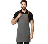 Tablier de travail | Tablier de travail multifonction - Taches résistantes avec 3 poches pour restaurant/cuisine/grillades, gris, riferimento alla descrizione