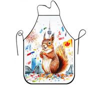 Tablier d'écureuil pour la cuisine, motif coloré de célébration urbaine pour barbecue, vacances d'été, tablier de cuisine pour adultes, coloré, 24x31 Inch