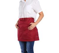 Tablier Demi-longueur en Polyester Durable et Confortable avec Poches pour Serveur et Serveuse, Tablier de Cuisine Unisexe pour Baristas et Serveurs (Bourgogne)