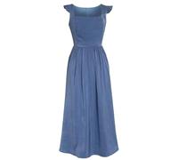 Tablier Dirndl 2025 en lin pour femmes et filles - Tablier de cuisine avec poches pour la pâtisserie, le jardinage, le travail, la peinture, le fleuriste, bleu, taille unique, bleu, XXL