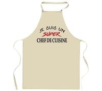 Tablier d'un Super Chef de cuisine - Apron - Idée Cadeau Tablier Personnalisable Anniversaire Fête Original Famille Travail Départ Collègue Retraite Noël.