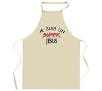Tablier d'un Super Jésus - Apron - Idée Cadeau Tablier Personnalisable Anniversaire Fête Original Famille Travail Départ Collègue Retraite Noël.