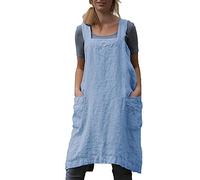 Tablier en coton et lin avec poches pour femme