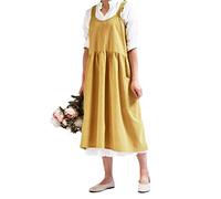 Tablier en coton et lin, tablier pour femme, tablier de coton, sans manches, robe de cuisine, cuisine de maison, cuisinier, fleuriste, tablier de poche, robe de cuisine, cuisine Médium jaune