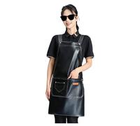 Tablier en Cuir Imperméable Tabliers de Cuisine Larges Bretelles Cordons à Nouer Dans le dos 2 Poches Bretelles en Forme de H Unisexe Doux et Confortable Ne Peluche Pas Tissu PU Facile