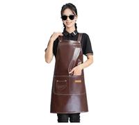 Tablier en Cuir Imperméable Tabliers de Cuisine Larges Bretelles Cordons à Nouer Dans le dos 2 Poches Bretelles en Forme de H Unisexe Doux et Confortable Ne Peluche Pas Tissu PU Facile
