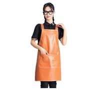 Tablier en Cuir Imperméable Tabliers de Cuisine Larges Bretelles Cordons à Nouer Dans le dos 2 Poches Bretelles en Forme de H Unisexe Doux et Confortable Ne Peluche Pas Tissu PU Facile