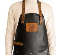 Tablier en Cuir pour Barbebue - Personnalisez un Tablier pour Barbebue avec un Nom, un Texte, Différents Designs - Produit à Partir de Cuir de Buffle (Noir)