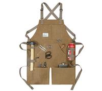 Tablier en jean à jambes fendues pour homme et femme, sans manches, anti-taches, avec poches pour poterie, sculpture, artisanat, tablier en jean réglable pour utilisation en studio ou atelier, kaki