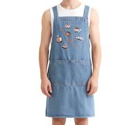 Tablier en jean pour homme | Vêtements de pâtisserie avec poches - Tablier de cuisine - Pour cuisiniers à domicile, artistes, jardiniers, menuisiers, soudeurs, bouchers, baristas, cuisine, restaurant