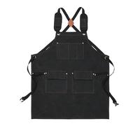 Tablier en toile - Accessoires de cuisine réglables et imperméables - Tablier de magasin en toile avec poches croisées dans le dos, pour homme et femme, charpentier, menuisier, chef, Noir , Refer to