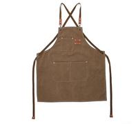 Tablier en toile de coton avec poches, design croisé dans le dos pour homme et femme, tablier de travail réglable pour la cuisine, le jardinage, le barman et le travail du bois, 68,6 x 76,3 cm (noir)