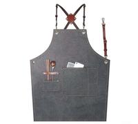 Tablier en toile épaisse imperméable adapté pour le travail du bois, le jardinage, la cuisine avec matériau résistant à l'usure et plusieurs poches pour l'organisation des outils (noir)