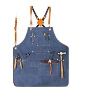 Tablier en toile épaisse multi-poches avec fond fendu imperméable et résistant à l'usure pour électriciens, charpentiers et professionnels du jardinage pour garder les outils organisés (bleu foncé)