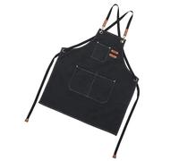 Tablier en toile pour adultes, sangle réglable avec poches, imperméable pour cuisine, barbecue et activités artistiques, Noir , taille unique