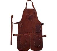 Tablier en velours double face fabriqué à partir de cuir de vache fendu pour le soudage, la mise en forme du métal et l'organisation des outils d'atelier (marron)