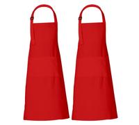 Tablier femme - Ensemble de 2 tabliers rouges - tablier de cuisine, homme et femme, 100% coton avec lanière ajustable au cou pour cuisine hôtel et restaurant - 68cm x 88cm