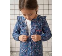 VERTBAUDET Tablier Fille Coton Manches Longues Fleurs Brodé bleu foncé 14A