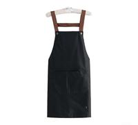 Tablier fonctionnel simple, réglable et résistant à l'eau avec 2 poches pour cuisine, artisanat, design unisexe, PVC (noir)