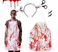 Tablier Halloween Tablier Sanglant Avec Serre-Tête Halloween Ta blier Boucher Hallo ween Tab lier Sang lant d'Horreur Tab lier Sang lant d'Hallo ween Pour Fêtes Hallo ween,Zombie,Boucher,Cosplay
