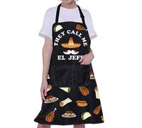 Tablier humoristique avec poches Inscription « They Call Me El Jefe » - Cadeau de chef mexicain - Avec poches, Tablier « They Call Me El Jefe », L