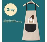 Tablier imperméable à l'eau pour la cuisine à la maison,serviette de cuisine,taille créative coréenne,ours mignon,tablier à col en face - Type gray without towel