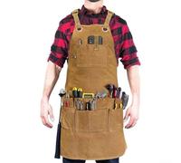 Tablier imperméable en toile épaisse pour le travail du bois et le jardinage, design multi-poches pour une organisation facile des outils (camel)