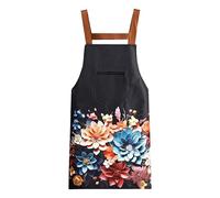 Tablier imprimé feuilles pour homme et femme, tabliers en coton imperméable avec poche avant, sans manches et réglables pour la cuisine, le restaurant, le nettoyage de la maison ou une utilisation