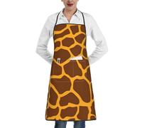 Tablier imprimé girafe, tablier avec poches, tablier réglable, tablier de chef, tablier de barbecue, blanc, taille unique