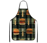 Tablier imprimé hamburger pour la cuisine rustique, pour adultes, tablier d'été, barbecue, équipement de chef avec motif hamburger amusant, vert, 24x31 Inch