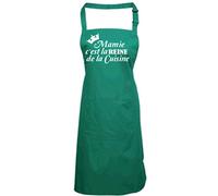 Tablier Mamie C'est LA Reine DE LA Cuisine Tablier Vert avec Motif Blanc