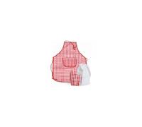 Tablier manique et toque vichy rouge