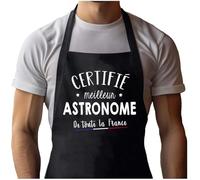 Tablier Noir Astronome Certifié Meilleur de France| Vêtement Blouse de protection pour Cuisine Barbecue, Jardinage, Tâches ménagères