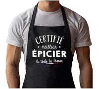 Tablier Noir Epicier Certifié Meilleur de France| Vêtement Blouse de protection pour Cuisine Barbecue, Jardinage, Tâches ménagères