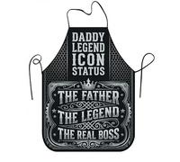 Tablier noir légendaire pour la cuisine, typographie vintage emblématique tablier de cuisine pour griller, barbecue, cadeau papa adulte, Noir/blanc, 24x31 Inch