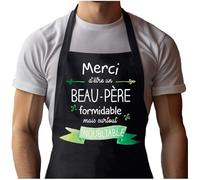 Tablier Noir Merci Beau-Papa Inoubliable Homme| Vêtement Blouse de protection pour Cuisine Barbecue, Jardinage, Tâches ménagères