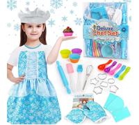 Tablier Pâtissier Enfant - Ensemble d'outils de Pâtisserie - Cuisine Costume Kits de Jeu de Rôle pour Fille de 3 à 8 Ans