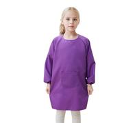Tablier Peinture Blouse Manches Longues pour Enfants Basic Mode Ablier Peinture avec Poches Col Rond Hauts Couleurs Solides Garçon Fille pour L'école Activités, (W01-Purple, 4-8 Years)