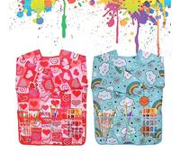 Tablier Peinture Enfant 2Pcs Blouse Peinture en Nylon Imperméable avec Manches et Poches Tablier d'art pour Enfants 3-8 Ans Tablier de Peinture Ecolier pour Peinture Bricolage Cuisine et la Boue