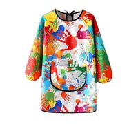 Tablier Peinture Enfant 7-12 ans Manches Longues Blouse Peinture Enfant Imperméable Tablier Scolaire pour Enfants avec Grandes Poches pour L'école Activités, Peindre, Cuisiner,Artisanat, Manger